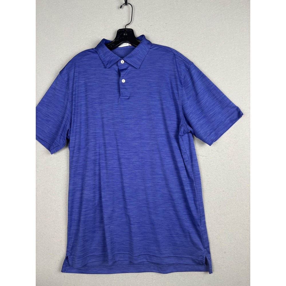 Peter Millar Featherweight Golf Polo Shirt Mens Medium Blue Striped UPF 50+